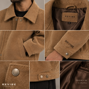 Oversized for Cow Skin <b>Suede</b> Leather <b>Jacket</b> <b>Men</b> Western Style Premium Eco-Friendly Breathable Front Logo Custom OEM Supplier - Product Image 6