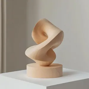 Escultura de madera minimalista contemporánea, ideal para la decoración moderna del hogar, que realza oficinas y espacios de vida con un toque artístico. - Product Image 6