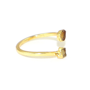 Bague Bohème Plaqué Or 22K avec Citrine Naturelle Sertie en clos, Unisexe, pour Usage Quotidien, Bijou Pierre de Naissance de Novembre - Product Image 2