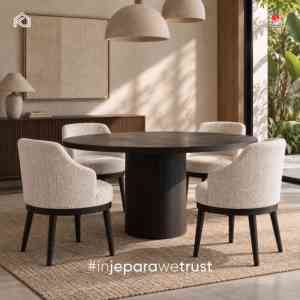 Fauteuil de salle à manger moderne en tissu bouclé, dossier incurvé, pieds en bois massif, chaise de salle à manger de luxe pour restaurant, hôtel, maison - Product Image 6