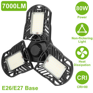 80W LED per Garage plafoniera E26/E27 lampada da officina deformabile in alluminio pressofuso 3 pannelli regolabili per magazzino negozio fienile - Product Image 6