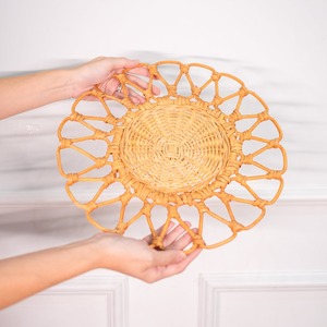 Woven Round Rattan Natural Handmade Table Placemat <b>Set</b> White Charger <b>Plates</b> - Product Image 5