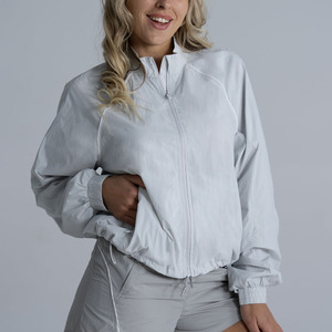 Wholesale <b>Men</b> <b>White</b> Piping Windproof Waterproof Eco-Friendly Winter Crop <b>Jacket</b> Set Vintage Nylon Zip Athletic Track <b>Jacket</b> - Product Image 4