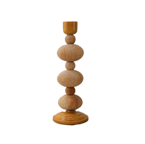 Porte-bougie en bois fait main et personnalisé pour la décoration de la maison et de mariage, pilier à bougie haut pour l'éclairage avec finition naturelle - Product Image 3