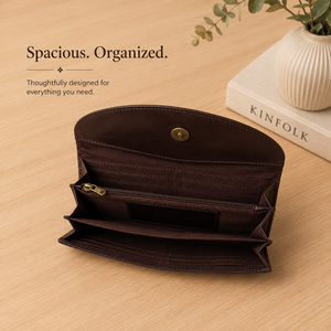 Handcrafted Genuine Leather Embossed Wallet for Women Vintage Floral Clutch <b>Purse</b> <b>Long</b> Bifold Wallet Card Holder Organizer Brown - Product Image 3