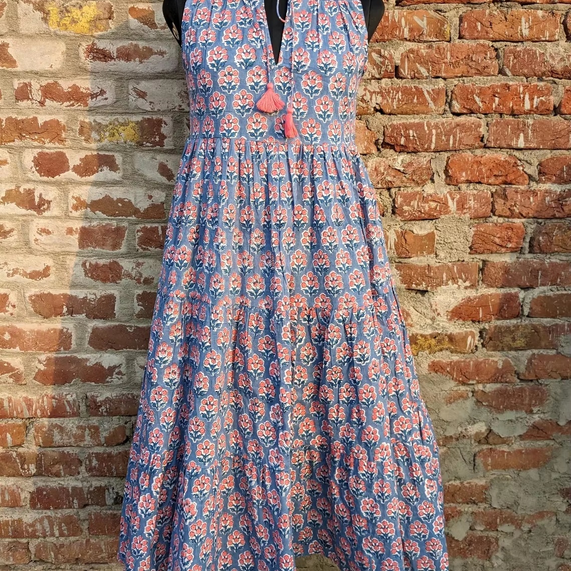 chinese dress ladies River Goddess 100% Cotton Maxi Dress Neera Emerald – natureswear