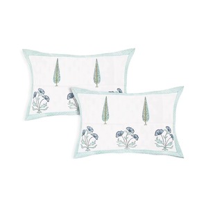 Parure de lit en coton imprimé à la main de Jaipur, motif floral bohème indien, avec housses de coussin assorties, vente en gros - Product Image 4