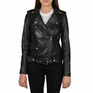 Veste en cuir de motard Leathertex en cuir de vache pleine fleur à col montant et manches longues pour l'automne - Product Image 4
