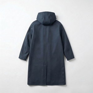 Abrigo largo con capucha en azul marino oscuro |   Chaqueta Impermeable Tipo Trench con Botones |   Impermeable Extra Grande Estilo Urbano |   Fabricante OEM Personalizado - Product Image 2