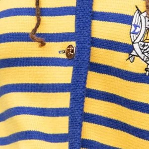 Cárdigan a Rayas Sigma Gamma Rho, Suéter Amarillo y Azul con Botones para Mujer, Estilo Casual de la Hermandad Griega, Tejido Premium - Product Image 4
