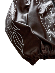 Chaqueta Bomber de Cuero Genuino para Hombre, Logotipo Personalizado, Alta Calidad, Cuello Camisero, Cierre de Cremallera, Diseño Bordado - Product Image 4
