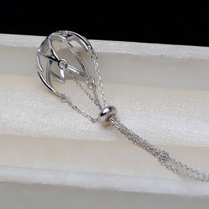 จี้เงินแท้ S925 พร้อมถาดเปล่าแบบไม่เจาะรู สำหรับสร้อยคอผู้หญิงขนาด 12-14 นิ้ว 3242 อุปกรณ์ DIY ชุดฐานสำหรับไข่มุก - Product Image 2