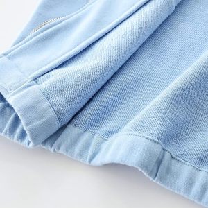 Sweat-shirt à capuche court pour femme, couleur unie, manches longues, fermeture éclair, respirant, en coton tricoté - Product Image 4