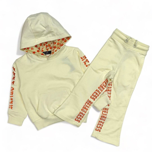 Ensemble de survêtement crème 2 pièces personnalisé pour filles et garçons, streetwear, sweat-shirt à capuche et pantalon de jogging, ensembles de vêtements pour enfants - Product Image 4