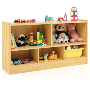 Organizzatore per armadietti giocattolo in legno a 2 scaffali e 5 cubi libreria per bambini - Product Image 1