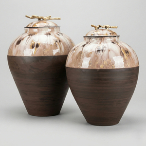 Ensemble de vases décoratifs en aluminium pour la maison, motif feuille de Ginkgo, finition antique, décoration de mariage et d'événements, porte-fleurs faits à la main - Product Image 3