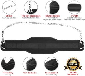 OEM Custom Design Weightlifting Neoprene Pull up Dip <b>Belt</b> 6" Wide <b>Back</b> Support Dipping <b>Belt</b> Unisex Fitness Weight Lifting <b>Belt</b> - Product Image 6