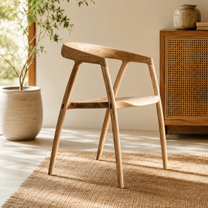 Chaise de salle à manger en bois massif de style nordique, chaise d'appoint scandinave, design durable avec dossier rond pour adultes - Product Image 6