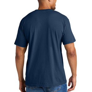 T-shirts pour hommes en coton biologique de bambou à manches courtes, col rond, bleu marine, avec logo imprimé, séchage rapide, respirants, vente en gros sur mesure - Product Image 1