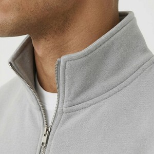 Sweat-shirt Premium Gris Clair à Col Montant Zippé en Molleton de Coton Épais, Pull Décontracté Style Streetwear, Haut à Manches Longues - Product Image 4