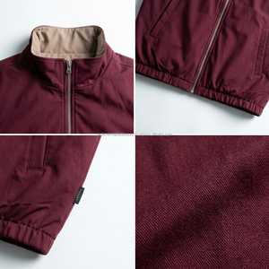 Chaleco sin mangas para hombre, color borgoña, reversible, con cuello alto, cortavientos, informal, con cremallera frontal, color sólido, para invierno. - Product Image 6