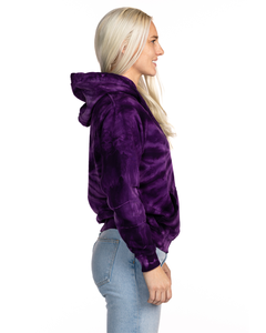 Sudadera con Capucha Corta de Manga Larga 100% Algodón para Mujer, Chaqueta con Capucha para Invierno con Logotipo Frontal y Técnicas Tie Dye - Product Image 3