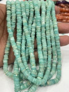 Cuentas de Piedras Preciosas de Alta Calidad para la Elaboración de Joyería, 17 Pulgadas, Amazonita Verde Natural, Facetada, Forma de Neumático, Tamaño 7-8 mm - Product Image 3