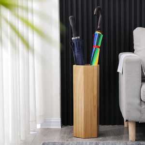Porte-parapluie et porte-bâtons en bois massif, design géométrique moderne et conique, pour entrée, vente en gros - Product Image 2