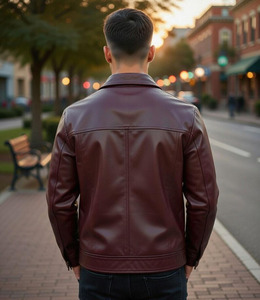 Veste en cuir de qualité supérieure, design personnalisé, dernière collection Comfortex International, style streetwear, col carré, pour homme - Product Image 3