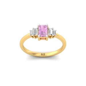 Bague de luxe plaquée or 10 carats Radiant Harmony avec diamants CVD baguette étincelants, bijoux élégants pour femme, cadeau de fiançailles et de mariage - Product Image 1