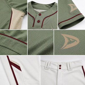 Uniforme de softball vintage personnalisé OEM pour homme, vert sauge, maillot de baseball à manches 3/4, pantalon à blocs de couleur crème avec lettres, vêtements personnalisés - Product Image 6