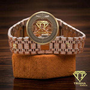 Reloj de Diamantes Moissanite con Incrustaciones Completas para Hombre, Estilo Hip Hop de Lujo, con Acero Inoxidable Chapado en Oro Rosa y Movimiento Automático - Product Image 3
