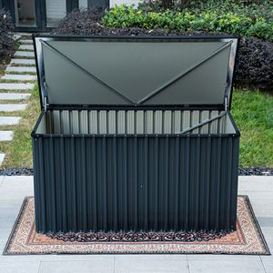 Armario de Almacenamiento de Acero con Cerradura de 312 Galones, Caja Metálica para Exterior con Amortiguadores de Gas, Impermeable, Negra, de Gran Capacidad - Product Image 2