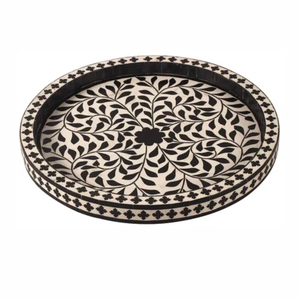 High Quality Handmade Round Rattan Serving Tray With Mother Of Pearl Inlay Decorative Ottoman <b>Coffee</b> <b>Table</b> <b>Basket</b> For Home Decor - Product Image 6