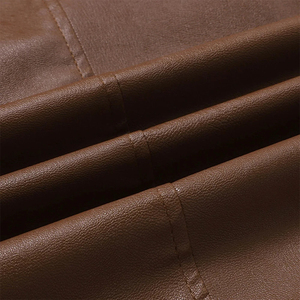 <b>Men's</b> Brown PU <b>Leather</b> <b>Jacket</b> Casual Zipper Closure Turn-down Collar Regular Fit Autumn Wear - Product Image 5