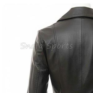 Traje formal clásico de cuero para mujer, con estructura entallada, ideal para oficina, reuniones de negocios, elegantes chaquetas de cuero para damas. - Product Image 6