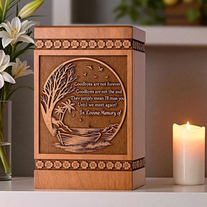 Handmade Wooden Cremation Urn: Engraved Tree Memorial Keepsake urn Memorial Keepsake by AYAANS - Product Image 5
