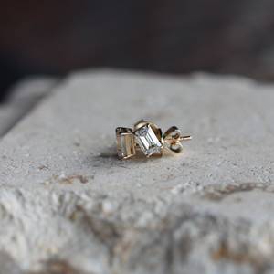 <b>Emerald</b> Cut Moissanite <b>Stud</b> <b>Earrings</b> for Women Gold Plated Minimalist Rectangle Diamond <b>Earrings</b> Gift - Product Image 3