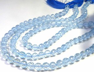 Top Grade Natural Blue Topaz Gemstone Beads 6mm Faceted Rondelle Shape 10" Inch Strand Center <b>Drill</b> Gems Valley BH Model - Product Image 1