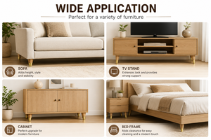Pieds de canapé modernes en bois robuste avec embouts en laiton, pour remplacement, chambre, cuisine, hôtel, extérieur, atelier, usage DIY - Product Image 4