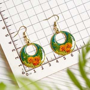 Handmade Floral <b>Resin</b> Hoop Earrings Botanical Dried Flower Dangle Jewelry <b>Resin</b> <b>Crafts</b> - Product Image 5