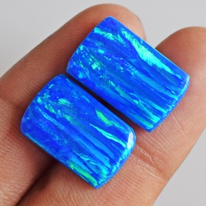Nouveau fournisseur et fabricant indien, opale bleue verte 100% naturelle, cabochon rectangulaire 18x11x2.5 MM, poli pour la décoration des ongles - Product Image 4