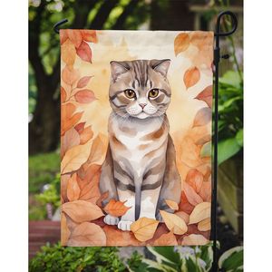 Bandera de jardín con hojas de otoño de gato plegable escocés, buzón Multicolor, cartel decorativo para patio, obra de arte, camas de flores, tamaño para patio - Product Image 3