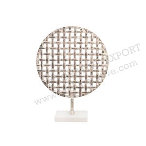 Escultura decorativa de Mesa para el hogar en Base de mármol Oficina Escritorio Diseño de lujo Adornos de metal Figura Escultura redonda de aluminio - Product Image 1