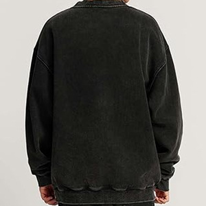 Sudadera de punto de poliéster negra lisa con cuello alto, hombros caídos y manga larga, estampada, antiencogimiento, de talla grande para mujer, ideal para otoño. - Product Image 4