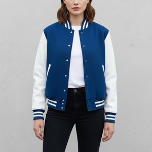 Chaqueta Varsity para Mujer, Diseño Nuevo, Hecha a Medida, OEM, Venta al Por Mayor, Algodón Grueso con Perlas y Letras, Colores Personalizados - Product Image 1
