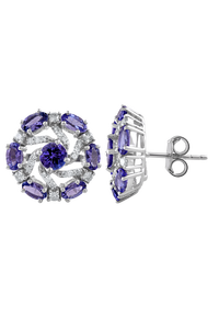 Pendientes de Diamante y Tanzanita en Plata de Ley 92.5 KLST-30706 - Product Image 3