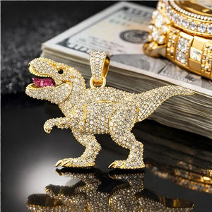 SHRAMAN JEWELS Colgante de Dinosaurio con Incrustaciones de Moissanita, Personalizado, Estilo Hip Hop, Plata 925 con Baño de Rodio, Estilo Clásico, Amuleto Brillante para Fiesta - Product Image 4