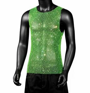 Débardeur en tricot à col rond pour homme, style streetwear décontracté, avec paillettes - Product Image 1