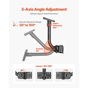 Adattatore per Palo Lungo in Acciaio Rinforzato per Starlink Gen 3, Angolo Regolabile, Montaggio a Parete, Kit Tubo Standard Gen 3, Supporti e Stand Compatibili - Product Image 3